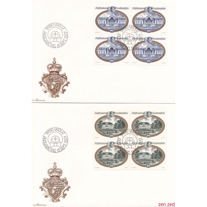 

A664 Prangko Liechtenstein FDC 1977 Castles 4 Pcs