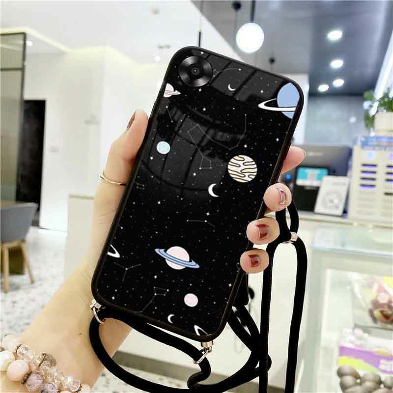 [CG17] Softcase Kaca Glossy + Tali Oppo A17 A17K - Case Hp Oppo A17 A17K - Kesing Hp Oppo A17K - Cas