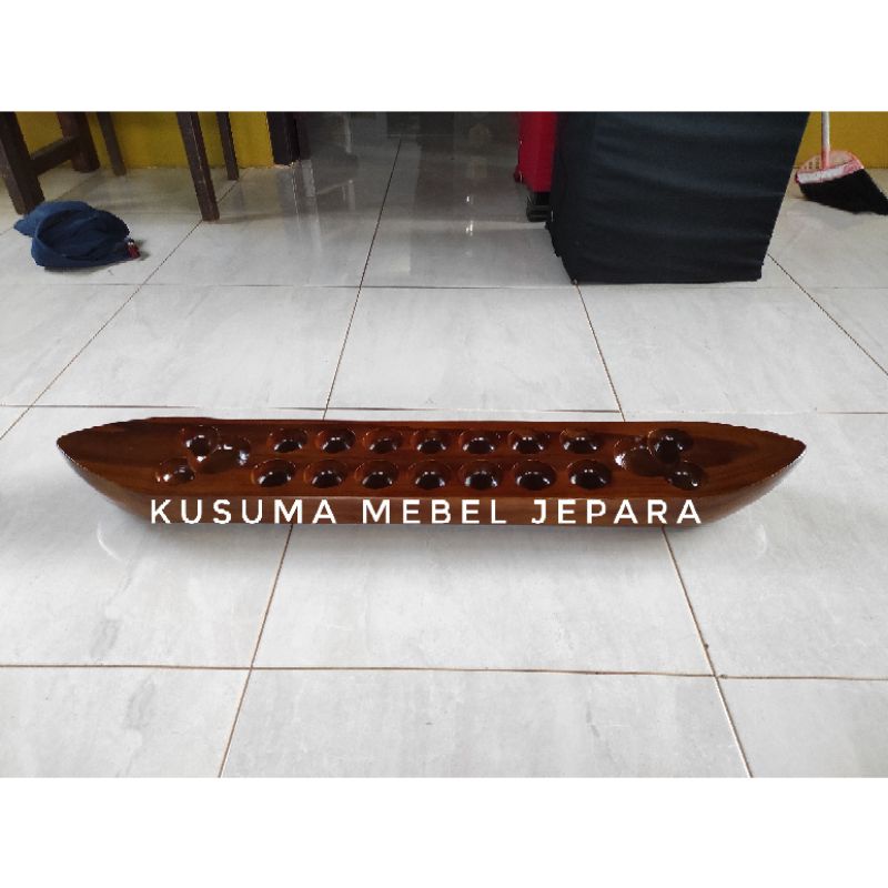 Dakon/Congklak Kayu Jati Polos Custom (Panjang 100cm)