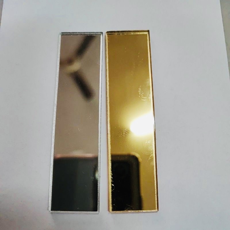 ( COD ) bahan nametag akrilik mirror gold dan silver 8x2 cm toko oxi