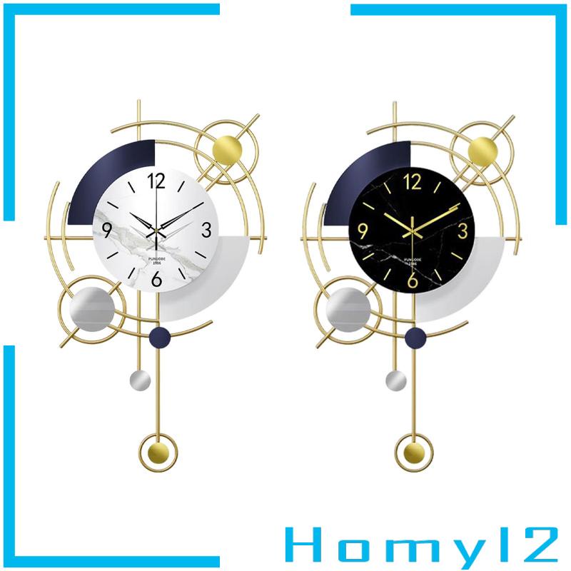 [HOMYL2] Jam Dinding Silent Dioperasikan Baterai Bahan Metal Tidak Berdetak Untuk Dekorasi Rumah Kantor