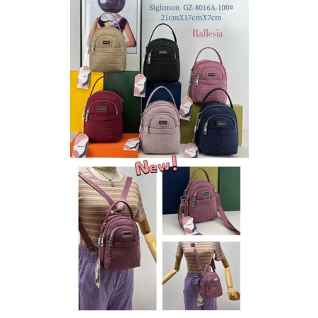 Tas Sighmon 2 in 1 slempang dan ransel/fashion wanita import