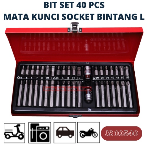 BIT SET 40PCS STAR HEX SPLINE MATA KUNCI SOCK L BINTANG JS-10540