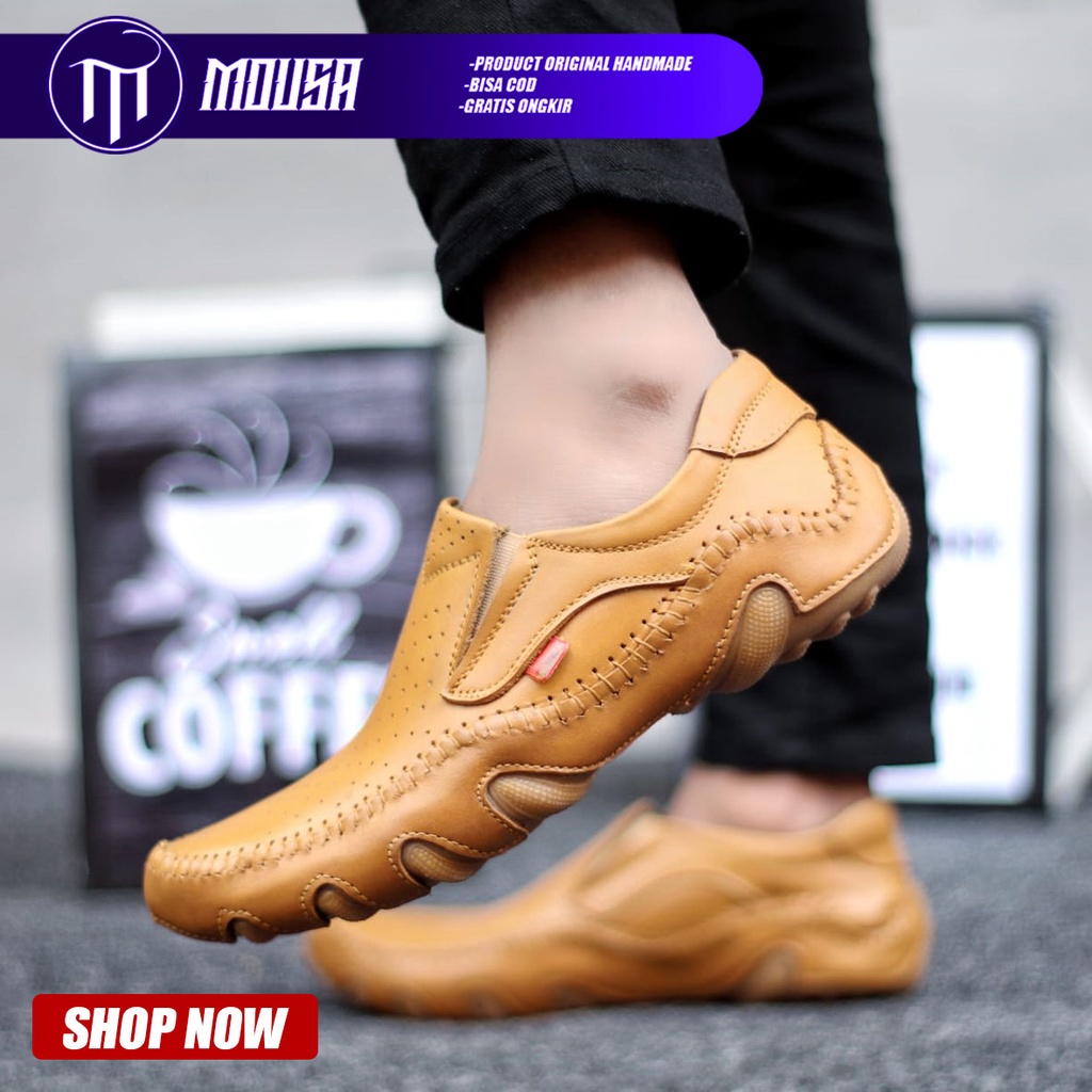 Sepatu Pantofel Formal Kerja Slop Pria Kulit Asli Mousa Inzagi