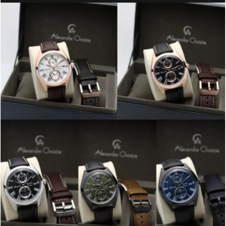 jam tangan pria Alexander Christie AC original 3040 automatic leather original