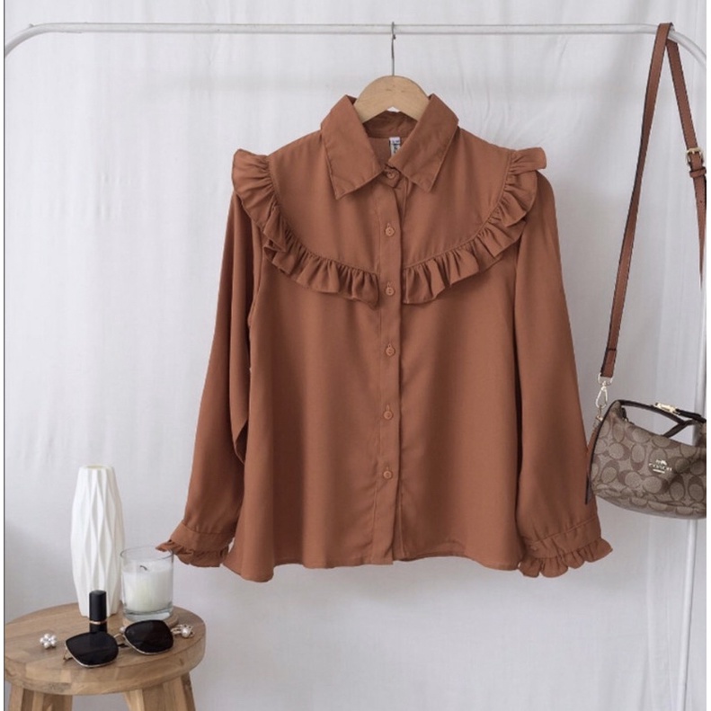 [𝐒𝐈𝐀𝐏 𝐊𝐈𝐑𝐈𝐌] FREYA BLOUSE by Vanilla Hijab / Kemeja Busui Kancing Depan / Blouse Busui Kancing Depan