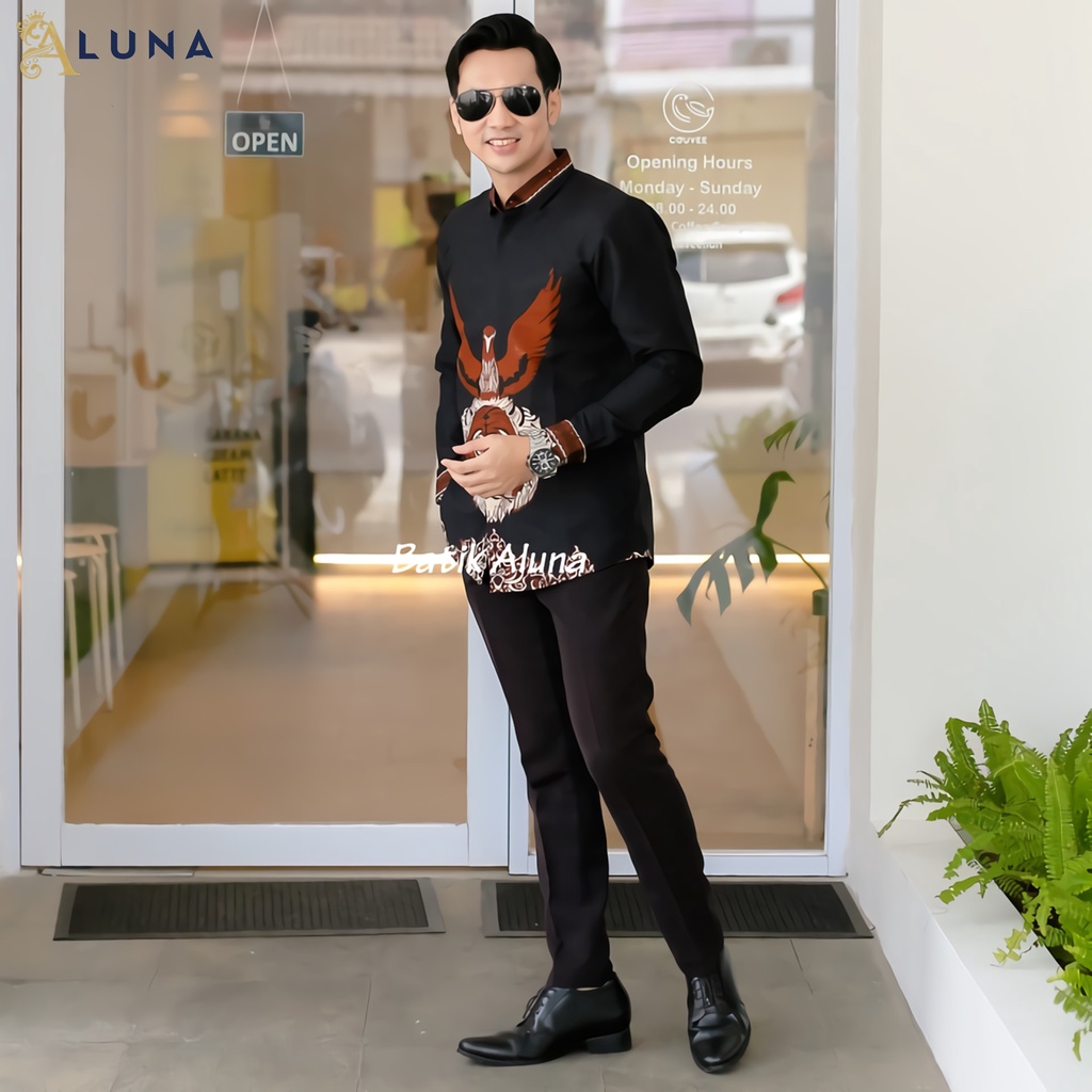 Baju Kemeja Batik Pria Cowok Lengan Panjang Slimfit Atasan Batik Premium Pria Cowok Batik Pekalongan Kekinian Original Modern Seragam Kantor Jumbo SBA 09