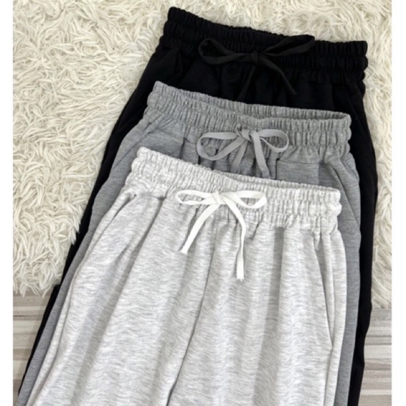 Bomi Jogger Pants High Waist Celana Panjang Wanita Pinggang Full Karet Bahan Babyterry