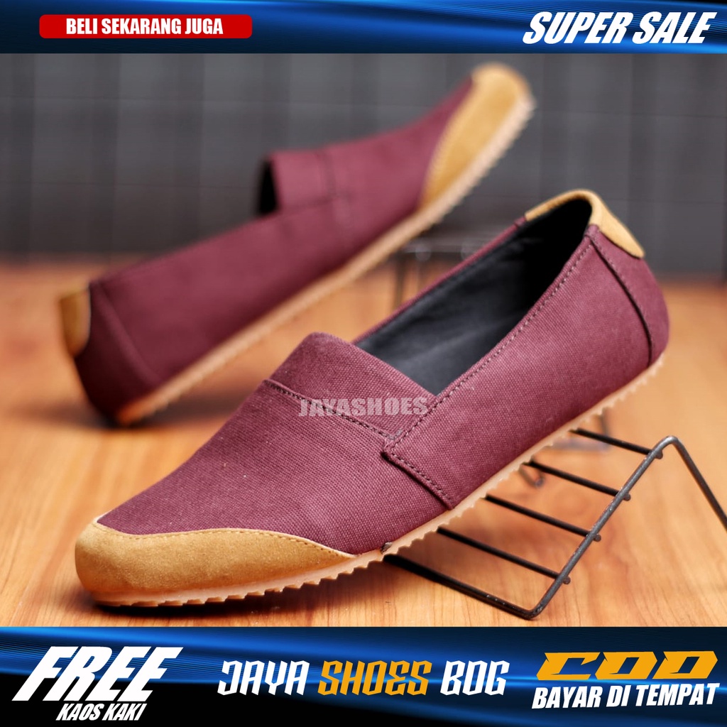 KANTE Sepatu Slop Pria Original Slip On Pria Casual Bahan Kanvas Simple Murah