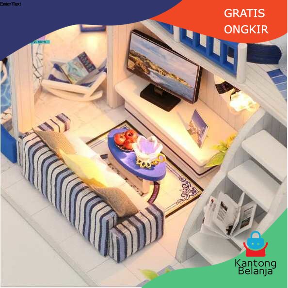 HONGDA Miniatur Rumah Boneka DIY Doll House Wooden Furniture