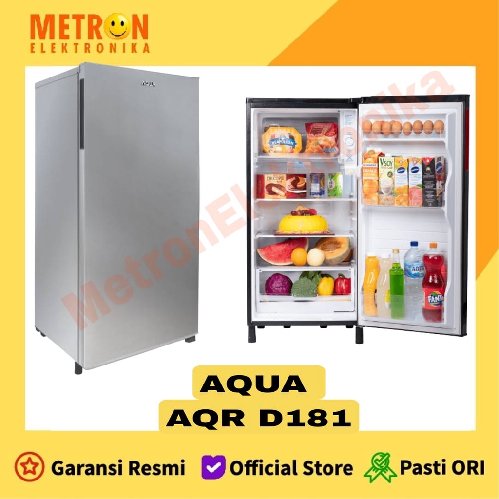 AQUA AQR-D 181 LS / LIGHT SILVER KULKAS 1 PINTU / AQRD181LS