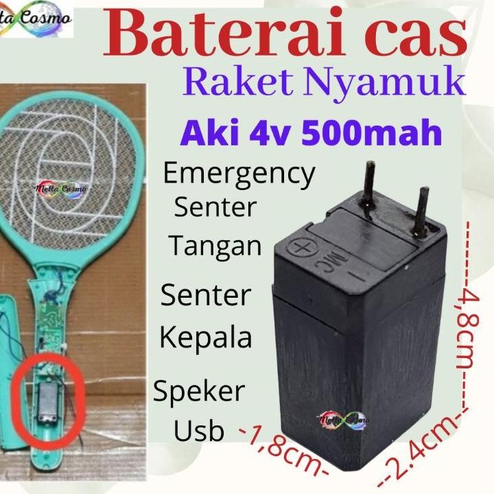 Baterai Raket Nyamuk 4V 500mah METCO Aki Kering Baterai Raket Nyamuk Senter Emergency
