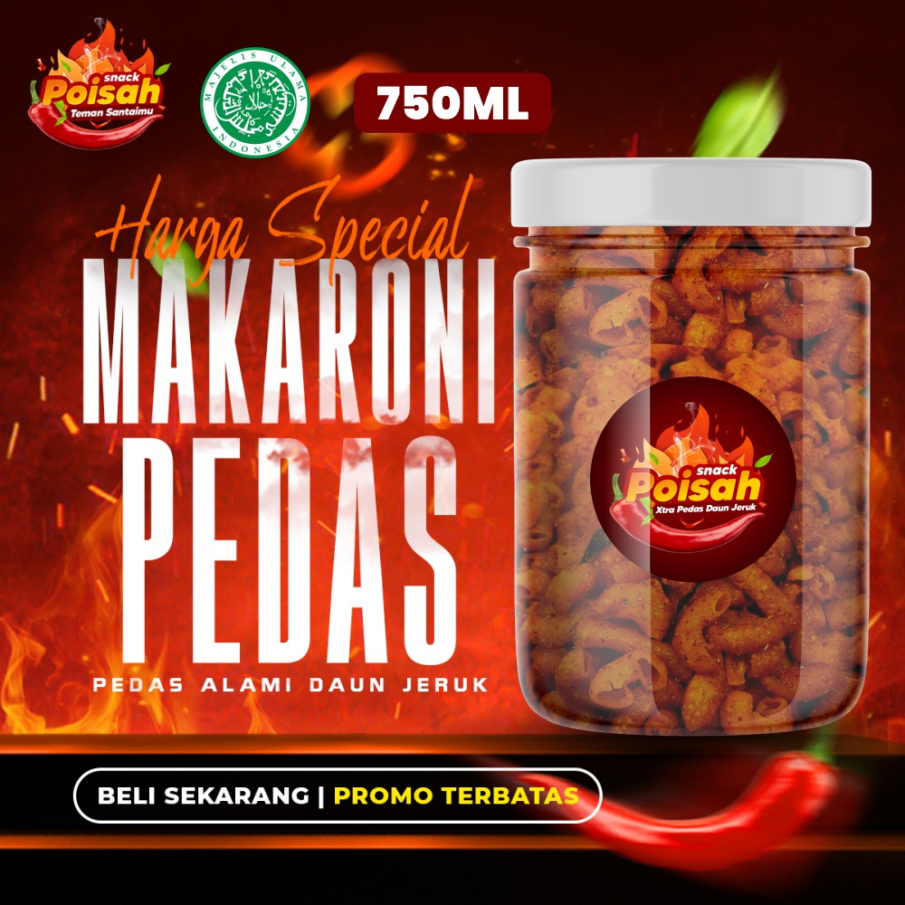 

SNACK POISAH - Makaroni Pedas Daun Jeruk 750ml Enak dan Bikin Nagih