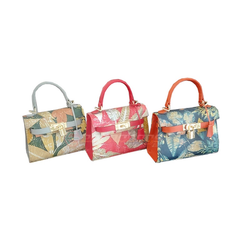 Tas Wanita Kulit Asli Eco Print