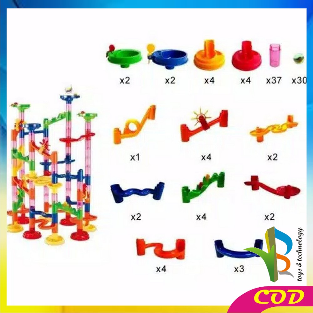 RB-M58 Mainan Marble Run Block 105PCS Mainan Anak DIY Seluncuran Jalur Kelereng / Track Marble Race