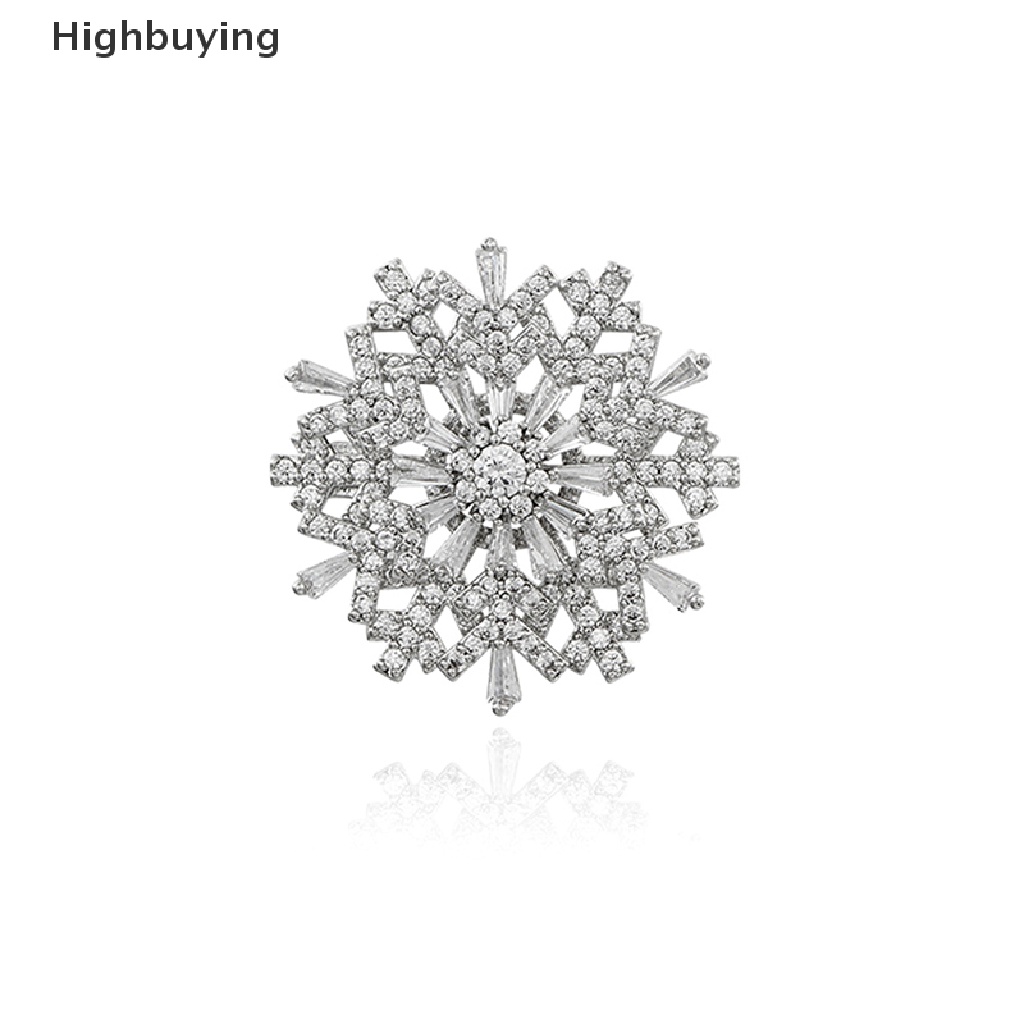 Hbid Fashion Pin Ch Rotatable Spinner Kristal Berlian Imitasi Bros Snowflake Bros Pin Untuk Wanita Pernikahan Perhiasan Bros Aksesori Glory