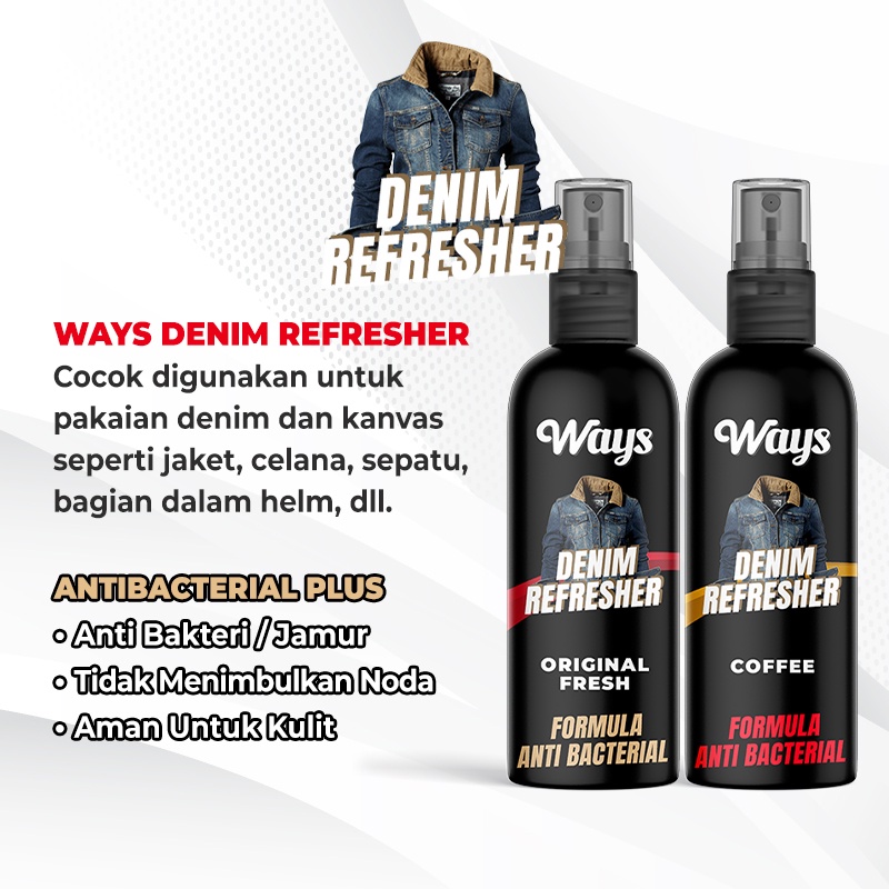 WAYS Denim Kanvas Refresher Spray Pengharum Penghilang Bau Gatal Jamur Celana Jaket Sepatu Helm Jins