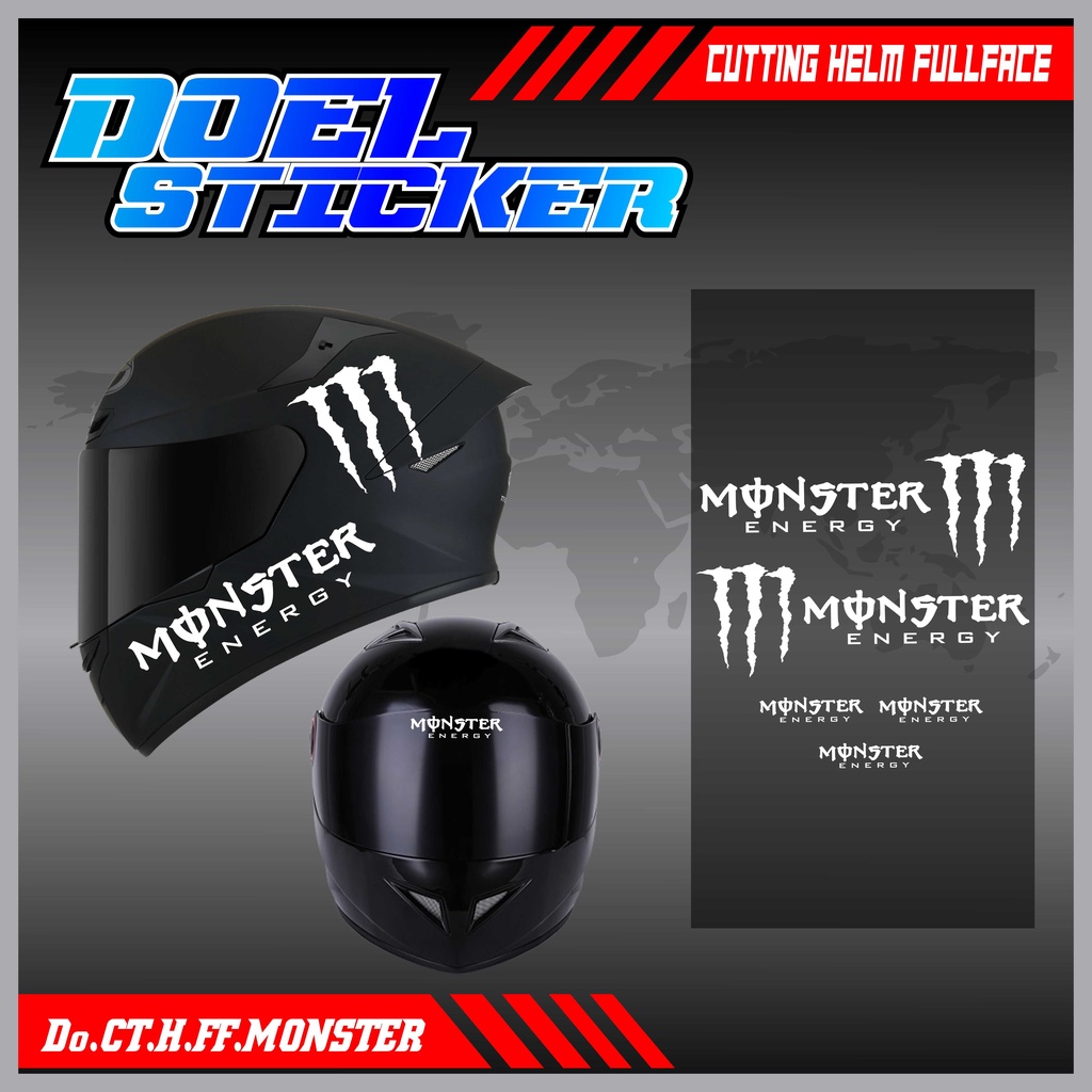 Sticker Cutting Helm Full Face Hologram MONSTER Doel