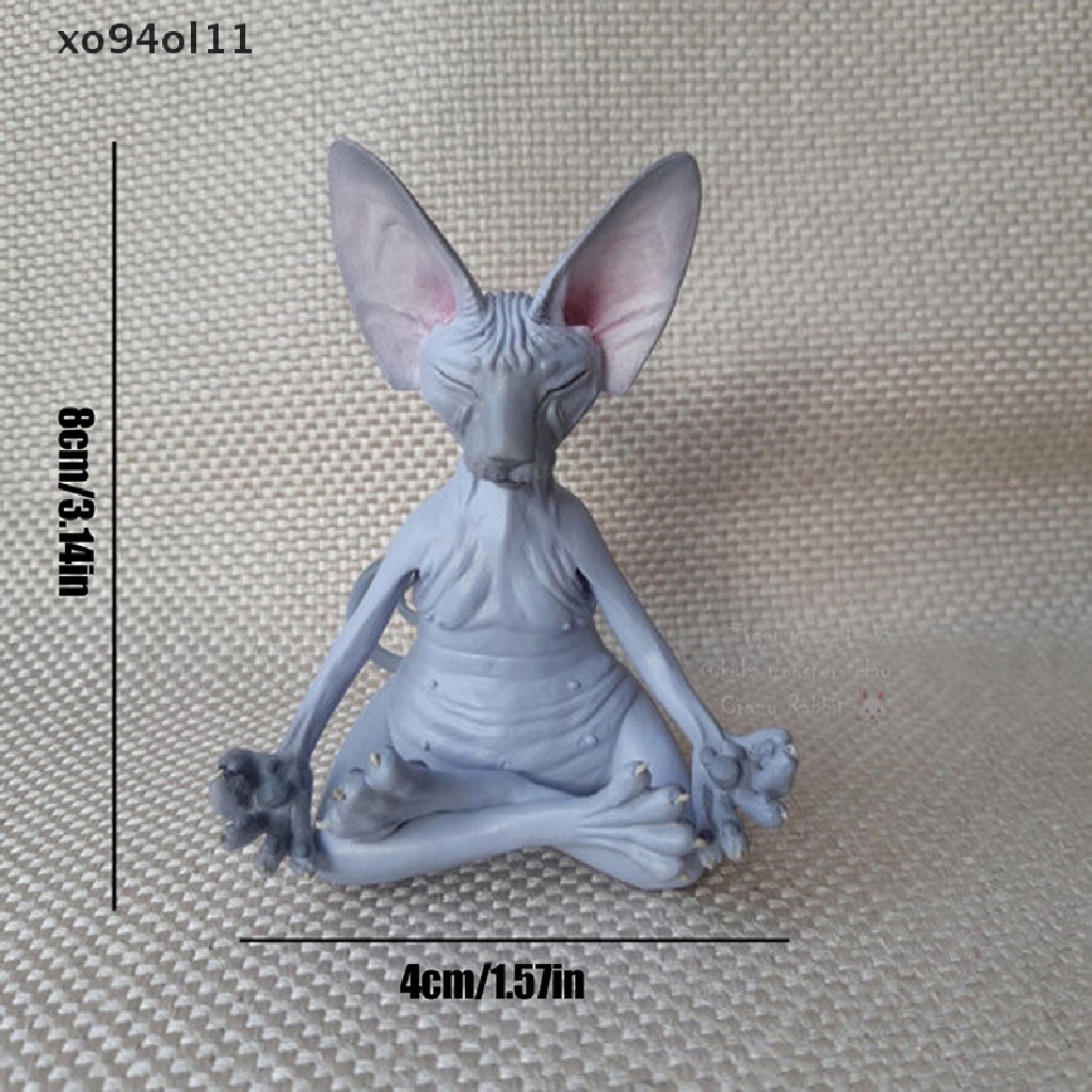 Xo Sphynx Kucing Meditate Koleksi Patung Miniatur Buatan Tangan Dekorasi Hewan Mainan OL