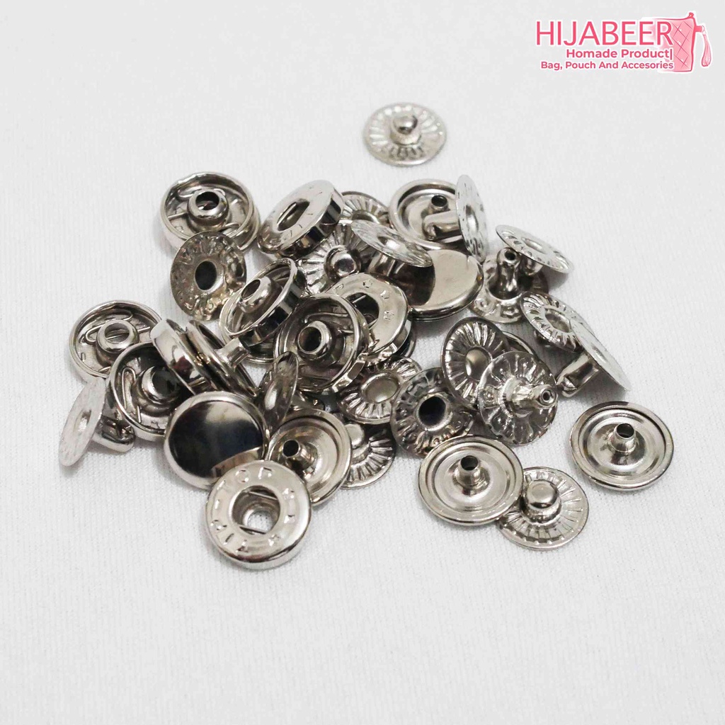 Kancing Jepret / Snap Button Silver 12mm Aksesoris /10pcs