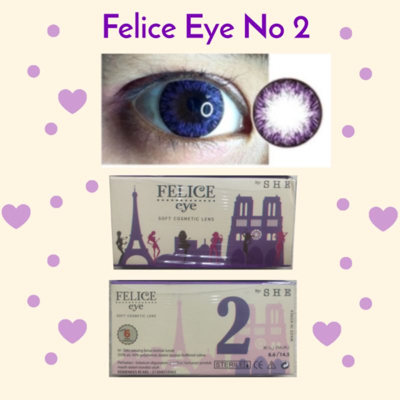 Softlens Minus Felice No 2 Warna Violet Purple Blue by She Minus -3.50 -4.75 Softlen Lensa Kontak So