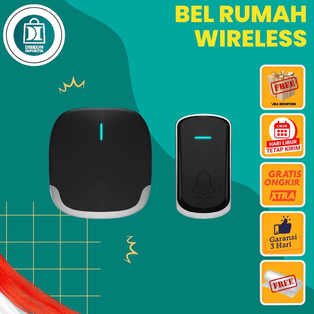 Bel Rumah Wireless Door Bell Waterproof Pintu 1 Receiver Bel Rumah Tanpa Kabel Wireless Listrik Jarak Jauh Tanpa Listrik Tahan Air