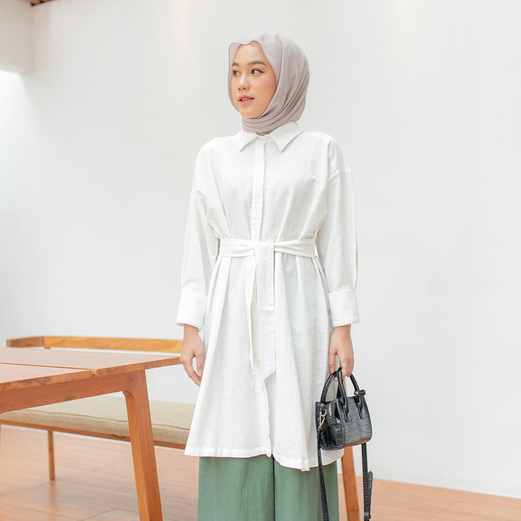 Severly Long Shirt | Tunik Linen Kemeja Panjang Tunik Premium Full Kancing [YEPPUOUTFIT]