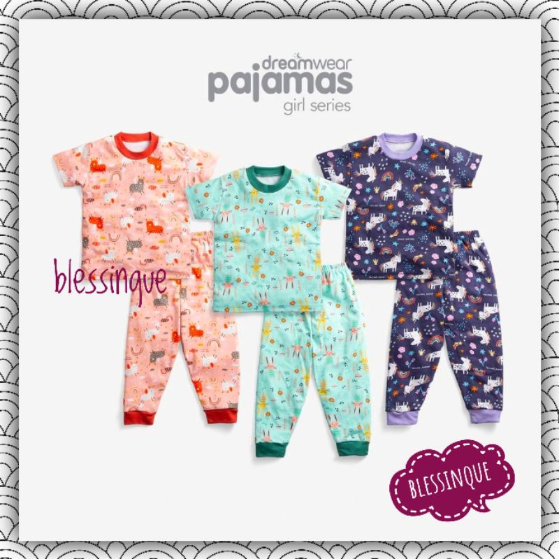 PIYAMA LENGAN PENDEK Dreamwear Velvet Junior Girl BIG SIZE 2-10 Tahun