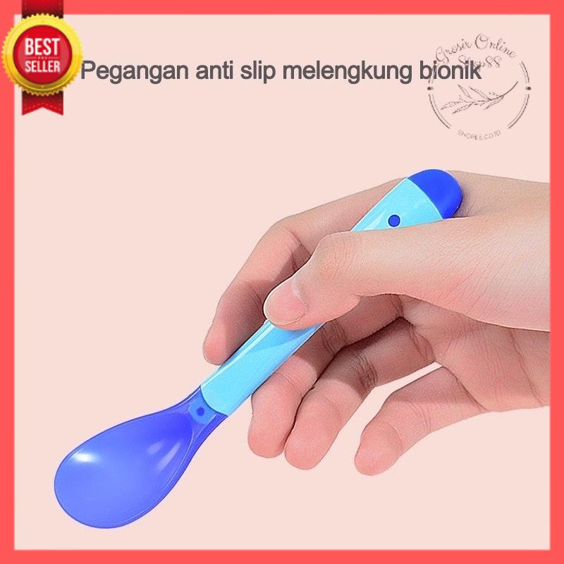 GOS -I204- Sendok Makan Bayi - Sendok Makan Silikon - Baby Spoon Silicone BPA Free - Sendok Sensor Suhu