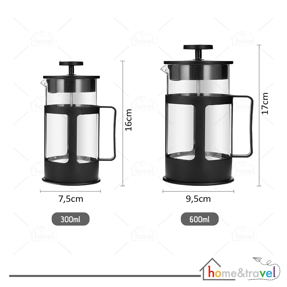 HOVELSHOP French Press Hitam One Two Cup Coffe Maker Saringan Kopi dan Teh