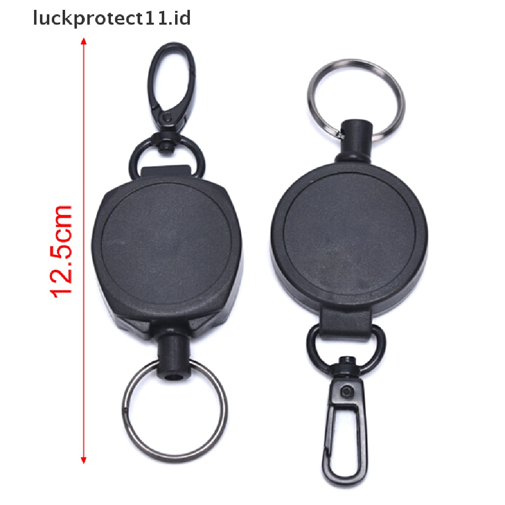 /Fashion Hot//// Badge Reel Tarik Gantungan Kunci Ditarik ID Holder Security Card Klip Kunci Ring Hitam.