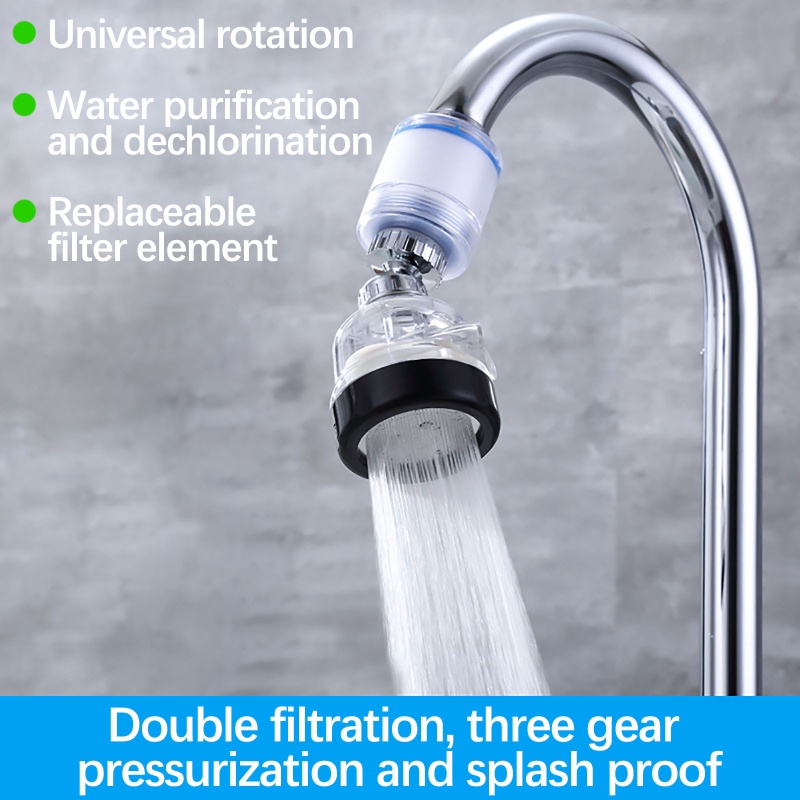 360° Rotating Pressurized Splash-proof Faucet/Adaptor Keran Filter Air Universal/Aksesoris Wastafel Kamar Mandi Dapur