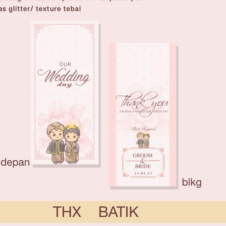 

☂ Amplop terimakasih wedding sangjit custom nama isi 8 bh ㆄ