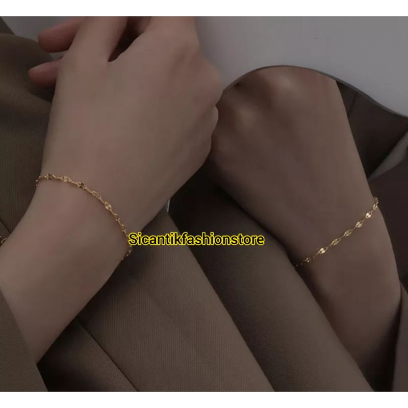 GELANG TANGAN/GELANG KAKI PECAH KOPI ASLI TITANIUM ANTI KARAT SELAMANYA GELANG TANGAN FASHION PRIA WANITA TERLARIS TERBARU GELANG PECAH KOPI SILVER GOLD ROSE GOLD GELANG HARIAN PEREMPUAN KADO ULANG TAHUN