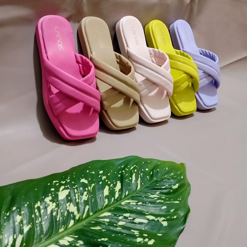 Sendal Wanita Korean Style Platform Empuk Tebal Sandal Wanita Tali Silang Busa Empuk - YASMIN