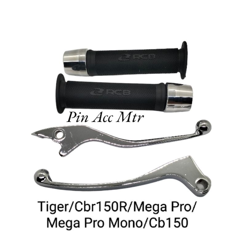 Paket Handle Rem Crome+Hangrip Rcb Hitam+Jalu stang crome moto nmax /Tiger/Mio/Beat Dill