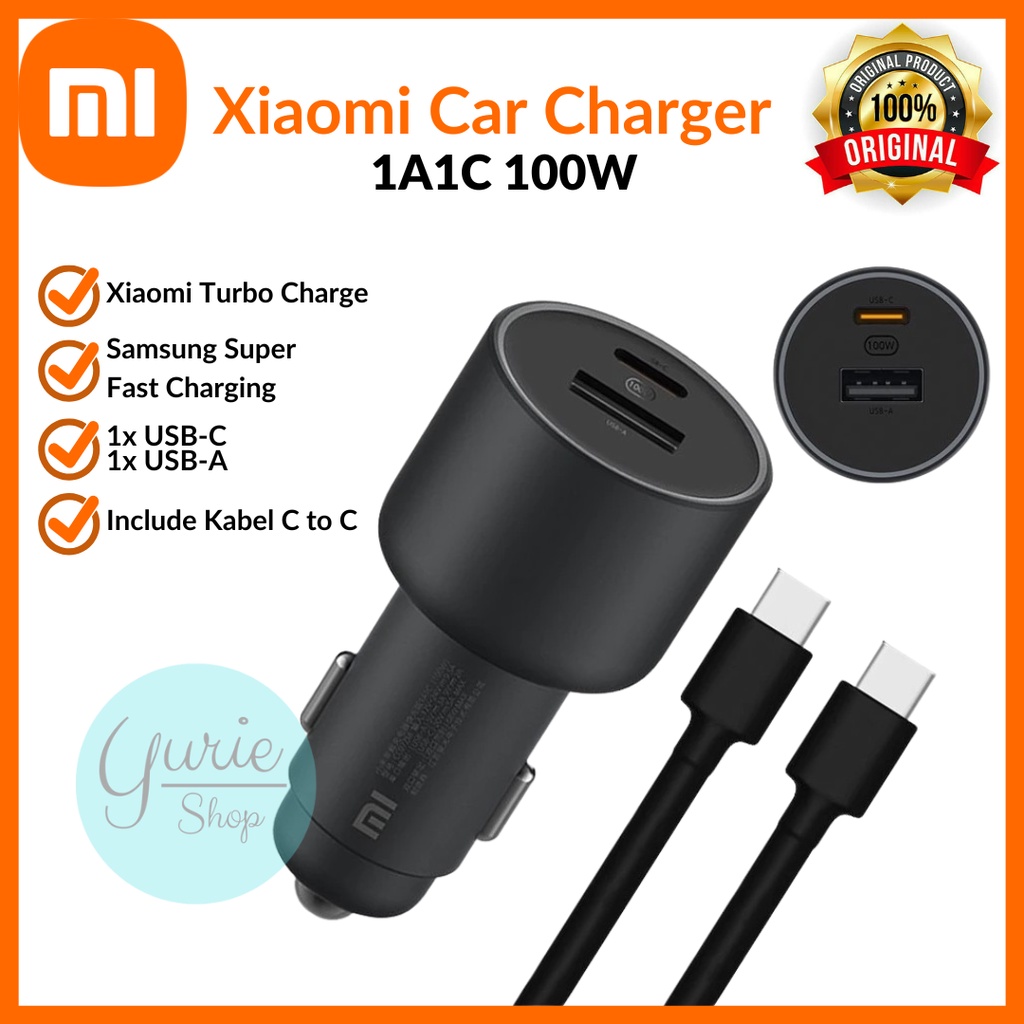 CAR CHARGER MOBIL XIAOMI MI CAR FAST CHARGING TYPE C 100W ORIGINAL