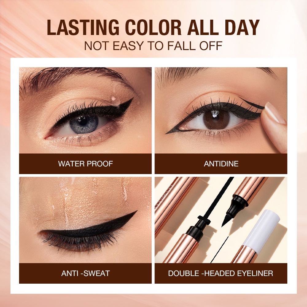 Eyeliner Stamp O TWO O 2 In 1 Eyeliner Stamp Waterproof Wing Eyeliner Liquid Waterproof Stamp Eyeliner 2 in 1 Eyeliner