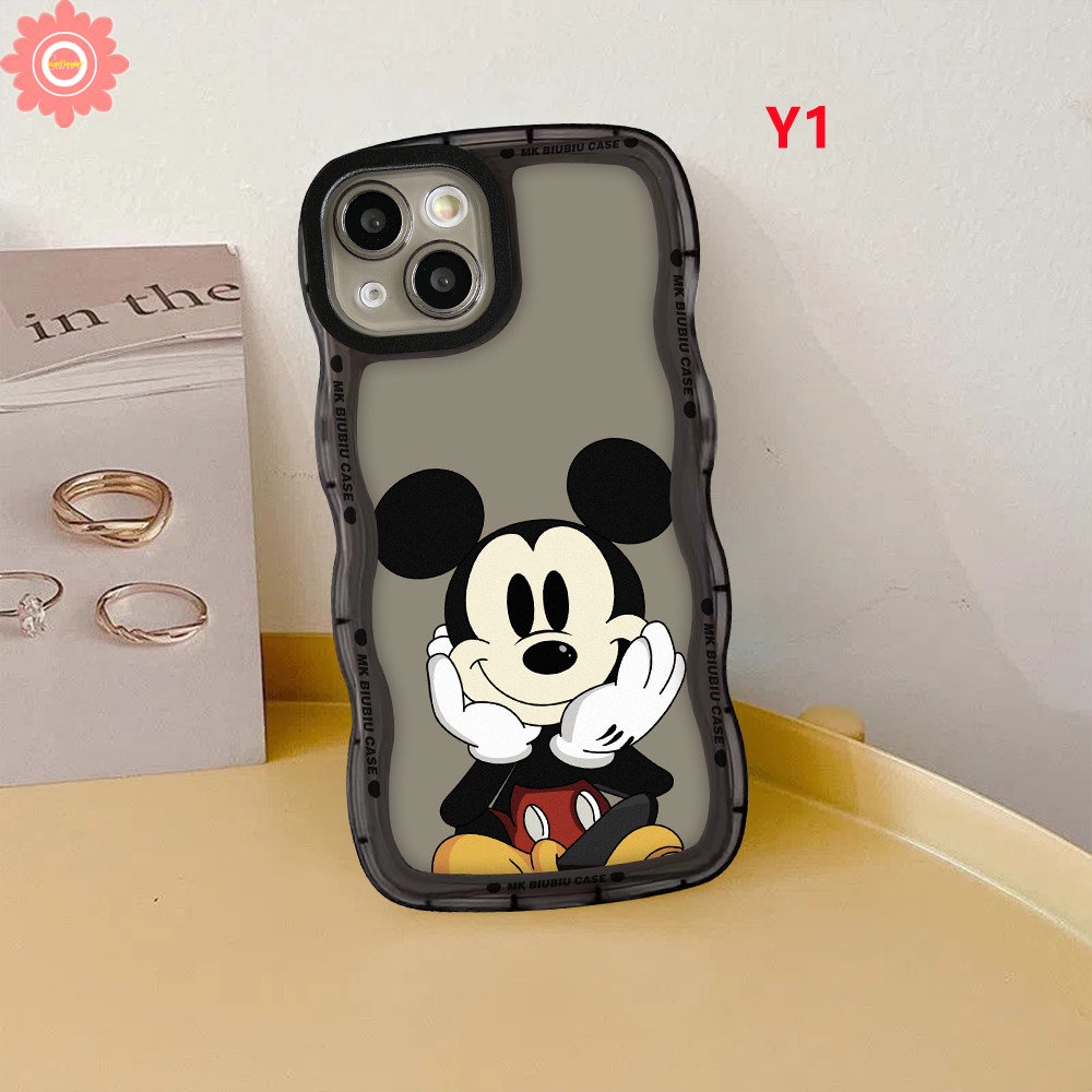 Couple Case Compatible For iPhone 11 14 13 12 Pro Max 6 6s 8 7 Plus 14Plus XR X XS Max SE 2020 Wavy Edge Cartoon Cute Disney Mickey Mouse Soft TPU Cover