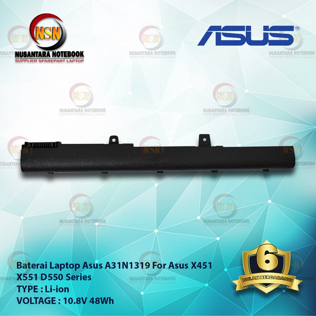 Baterai Laptop Asus X451 X551 D550 Series A31N1319 Original Battery