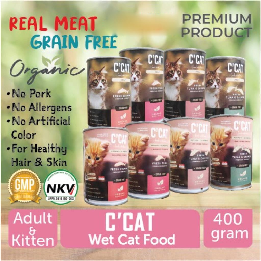 C’CAT Premium Wet Cat Food Can GRAIN FREE 400 Gram / Makanan Kucing Kaleng / Makanan Basah Kucing / Wet Food Kucing Kaleng ccat c'cat c cat