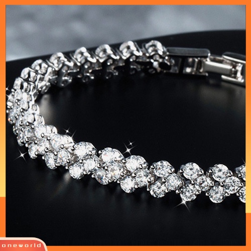 [WONE] Gelang Bangle Berlian Imitasi Mempesona Wanita Elegan Perhiasan Pertunangan Pernikahan