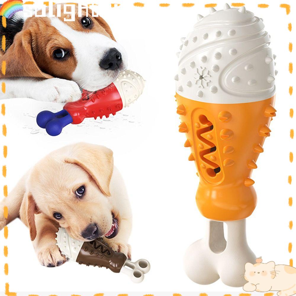 Solighter Dog Mainan Interaktif Perlengkapan Puppy Pembersih Gigi Molar Stick Sikat Gigi