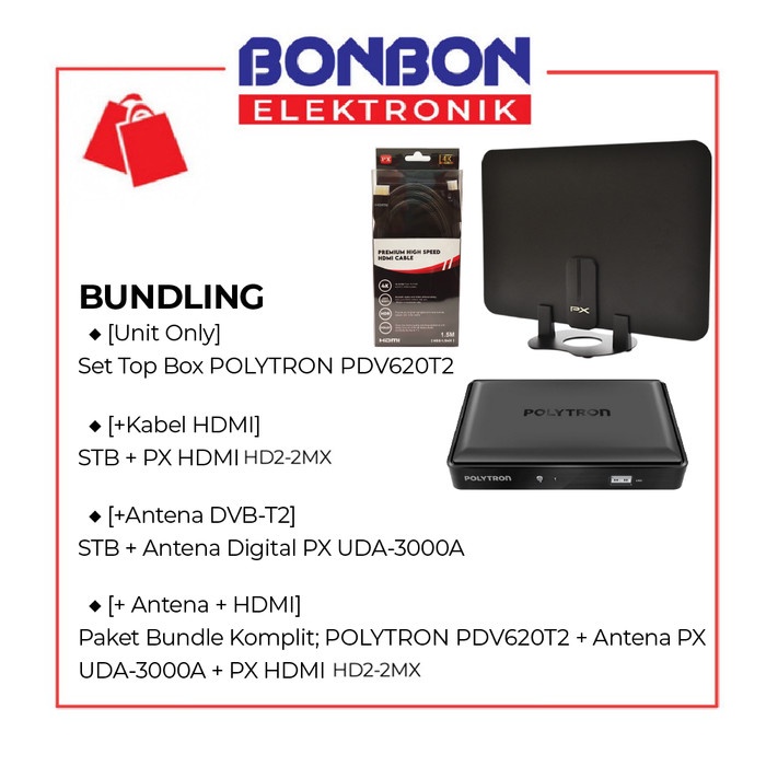 TERLARIS Bundling Polytron Set Top Box PDV-620T2 + Antena Digital PX UDA-3000A /SET TOP BOX TV