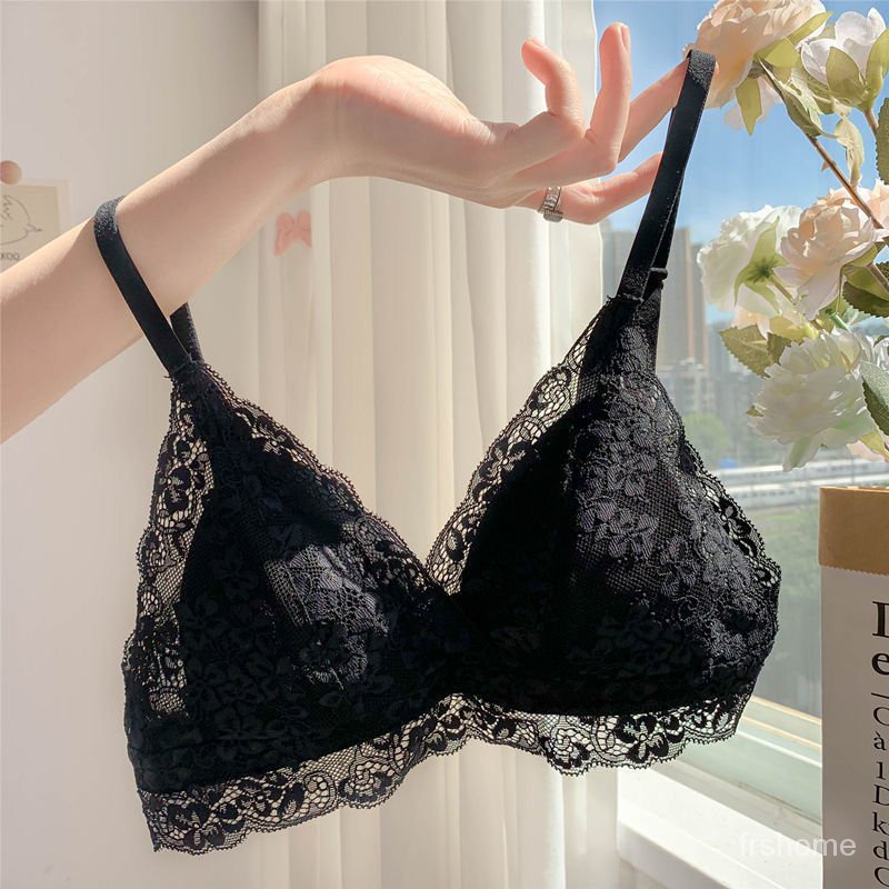 Gadis-gadis Jepang renda renda pakaian dalam Bra wanita musim panas tipis seksi dada kecil mengumpul