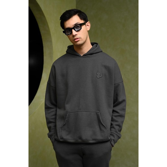 BOLEH DROPSHIP HOODIE PREPP STUDIO PREPP OVERSIZED HOODIE SIGNATURE PATCH CHARCOAL