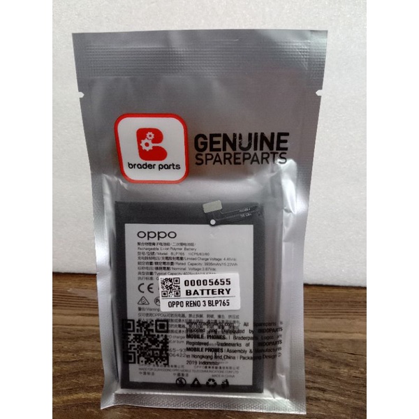 BATRE OPPO RENO 3 BLP765 ORIGINAL 100% BRADERPARTS