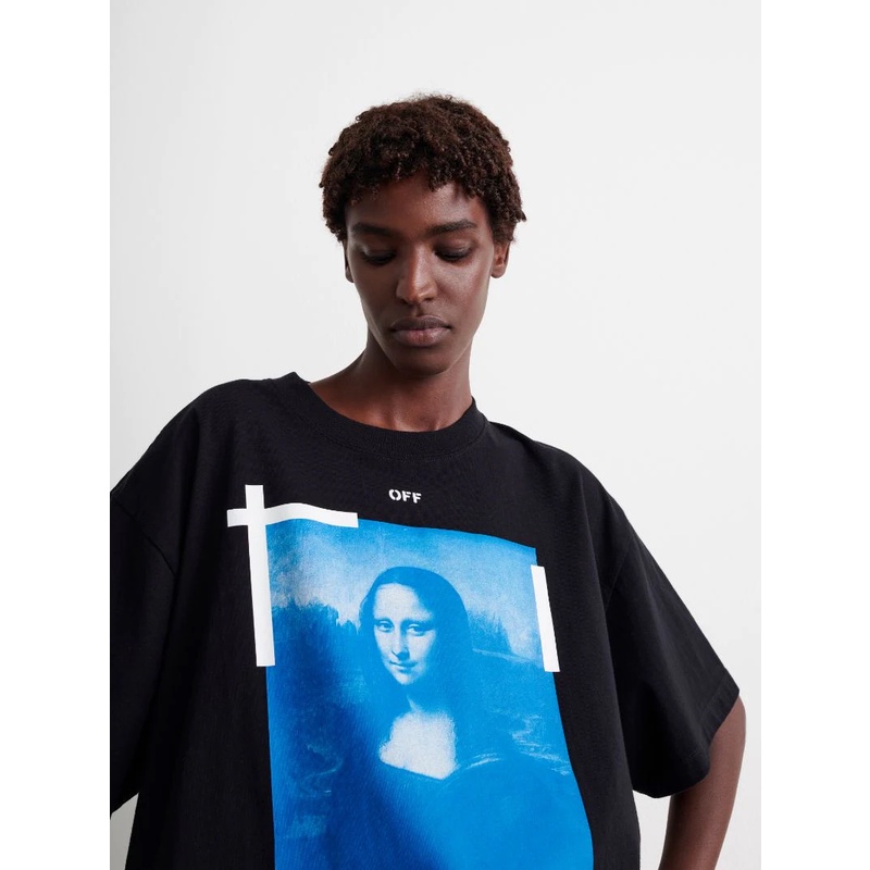 TSHIRT KAOS PREMIUM OFF WHITE MONALISA NAVY