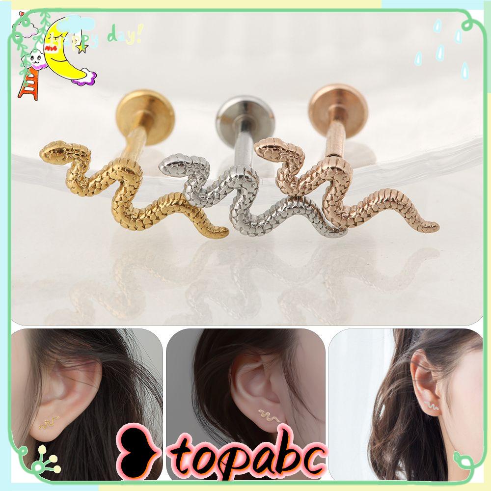 Top 1pcs Ear Stud Aman Dan Tidak Beracun Bentuk Ular Implan Perhiasan Tindik Baja Kelas