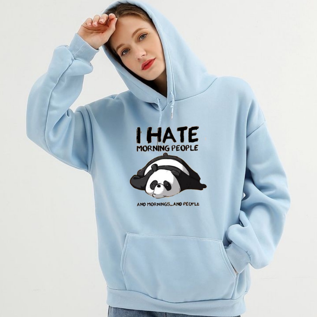 Hoodie Sweater I HATE Jumper Jacket Pria Wanita Oversize Kasual Daily Fashion Santai Korean Style Motif Cute